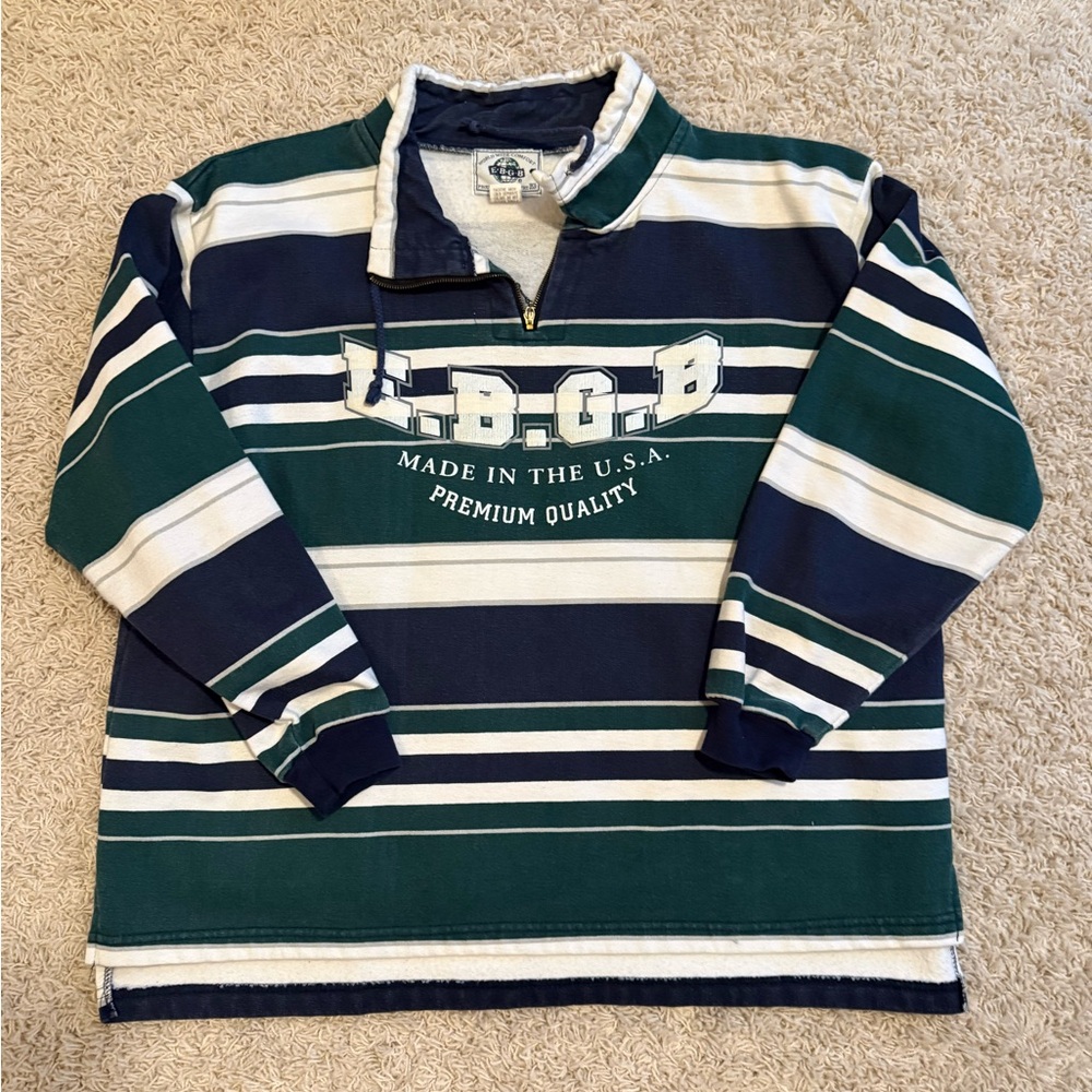 Vintage Striped Sweatshirt - Green and Blue